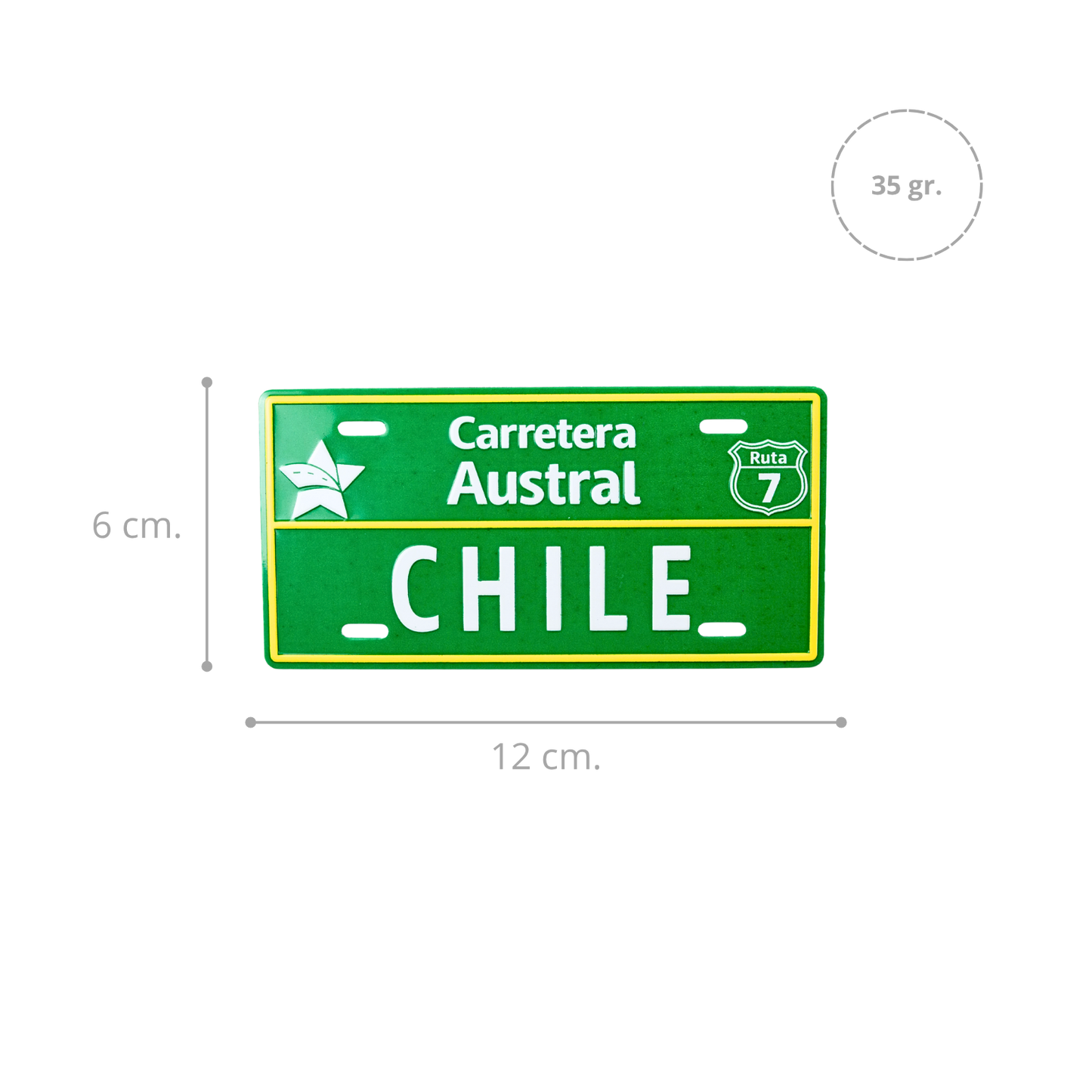 Pack 12 Imanes Diseño Patente Carretera Austral Ruta 7