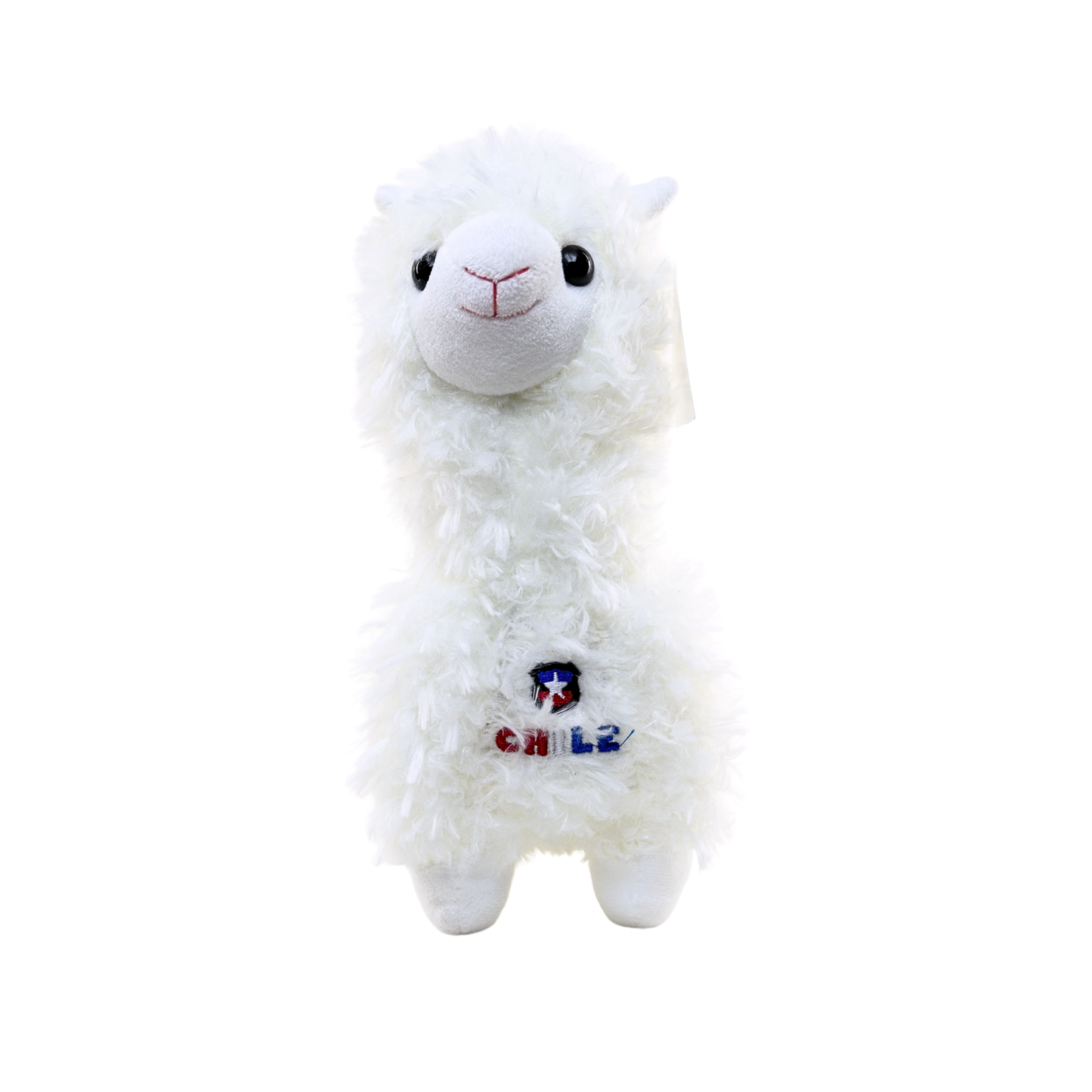 Peluche Llama Souvenir de Chile con Escudo Bordado Blanco