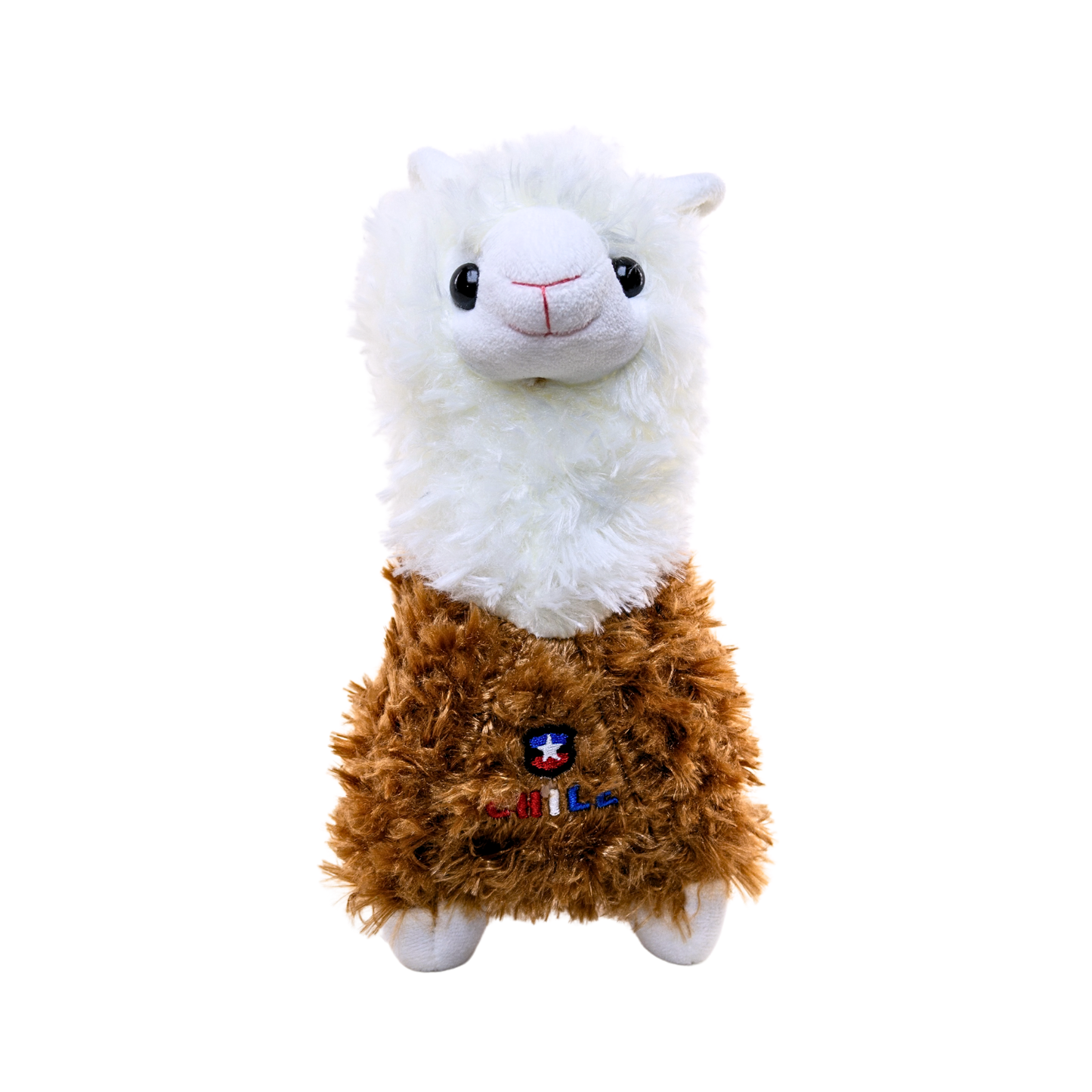Peluche Llama Souvenir de Chile con Escudo Bordado Marrón