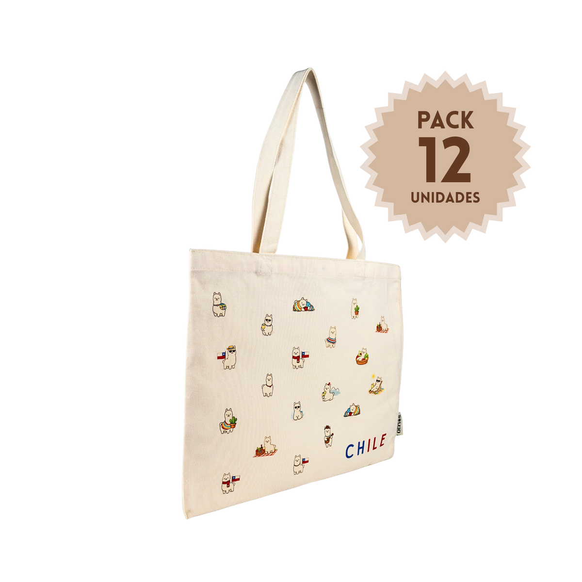 Pack 12 Tote Bag Lona Chile Llamas Personajes