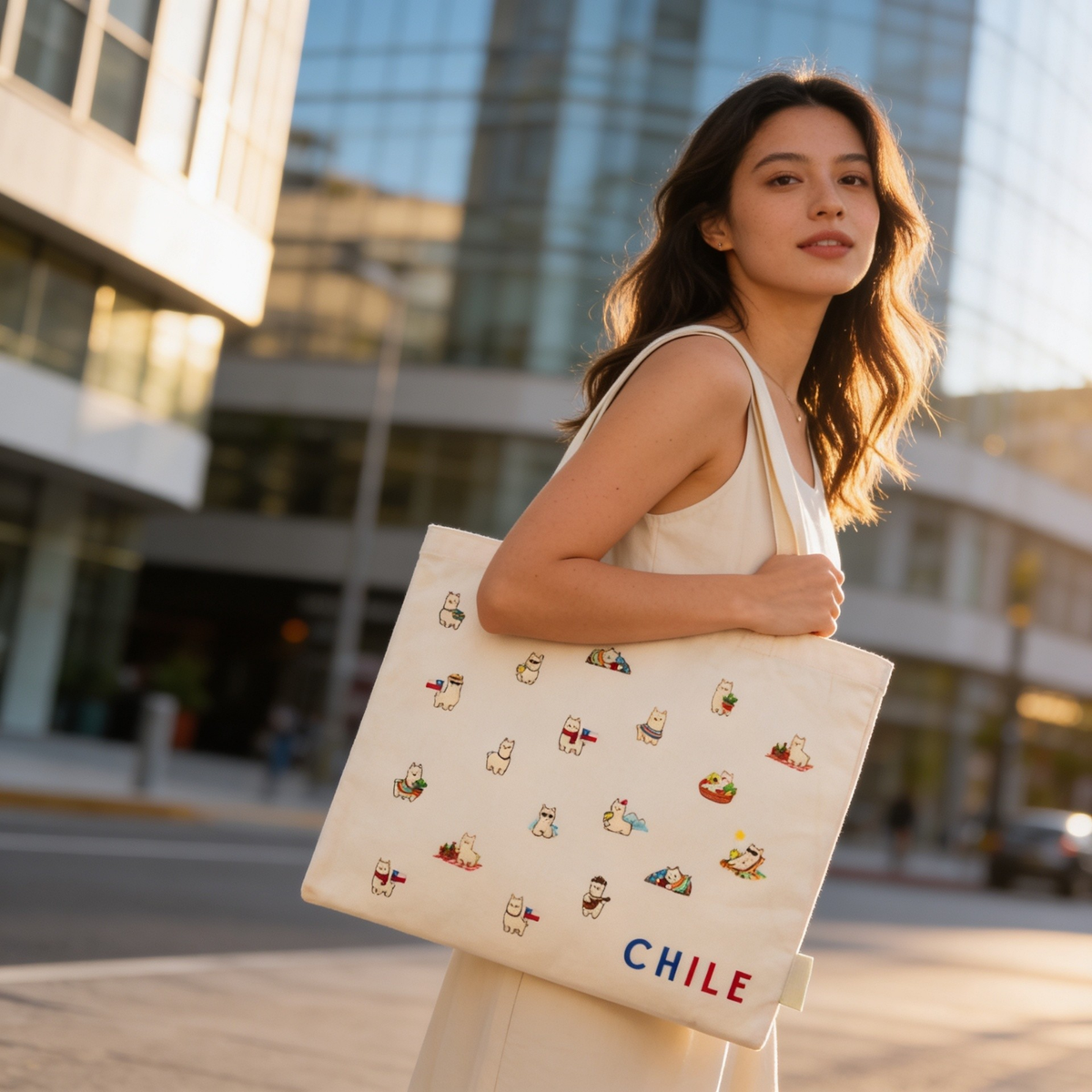 Pack 12 Tote Bag Lona Chile Llamas Personajes