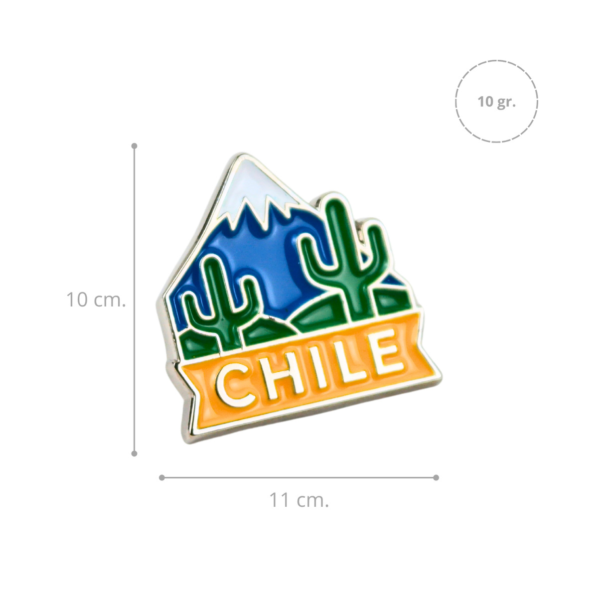 Pack 12 Pines Metal Souvenir Montañas Chile
