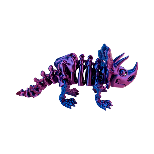 Juguete Dinosaurio Triceratops Tornasol Impresión 3D Morado