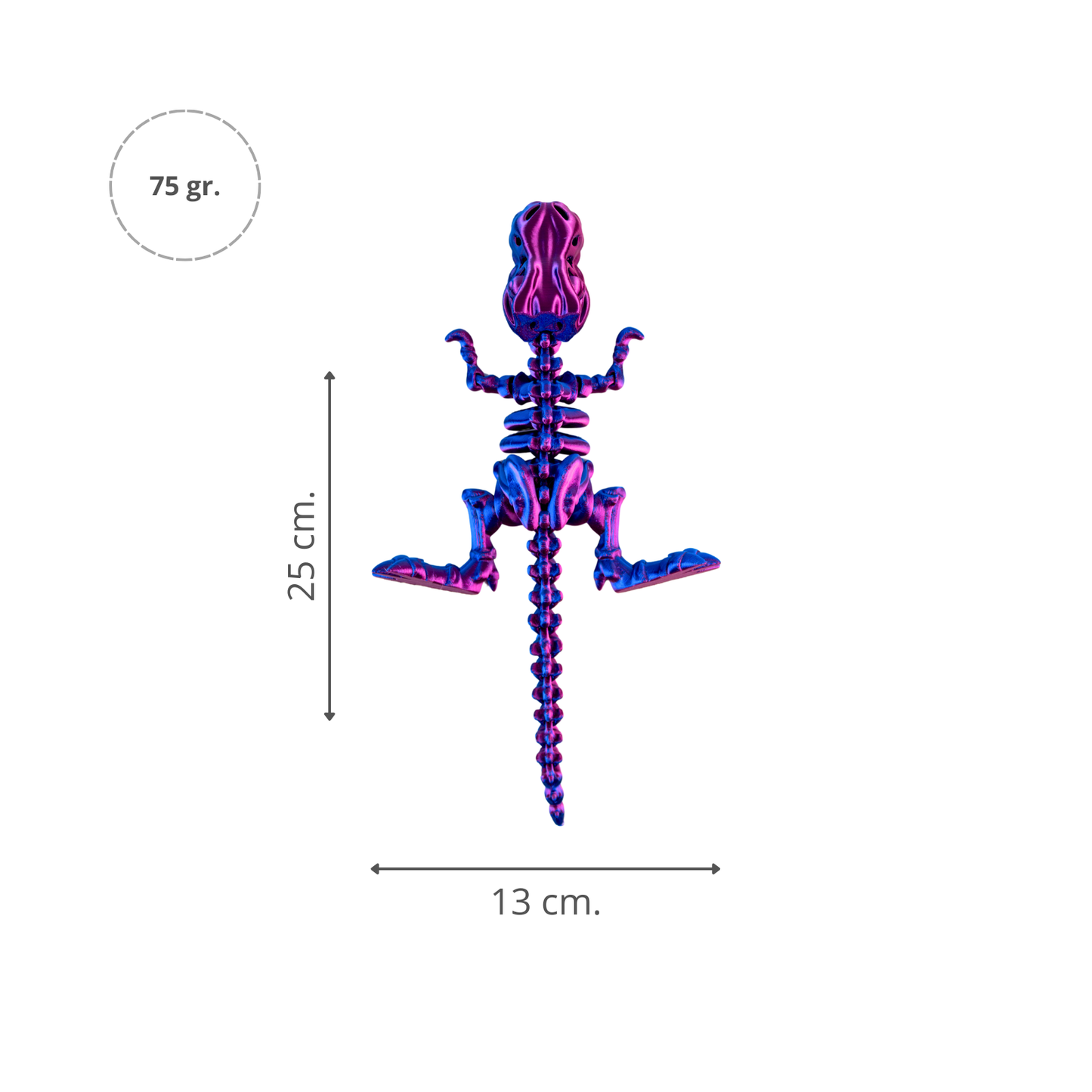 Juguete Dinosaurio T-Rex Tornasol Impresión 3D Morado