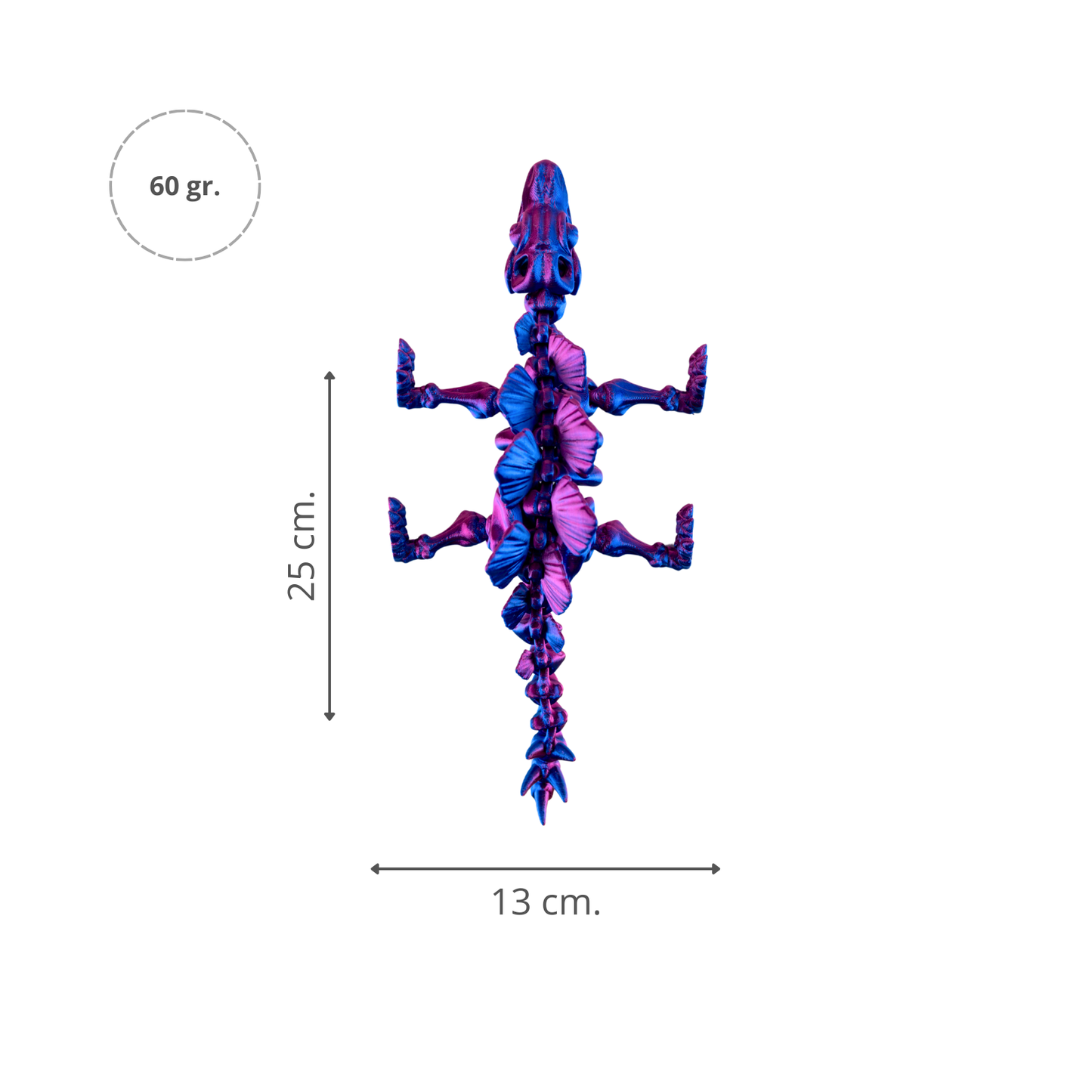 Juguete Dinosaurio Estegosaurio Tornasol Impresión 3D Morado
