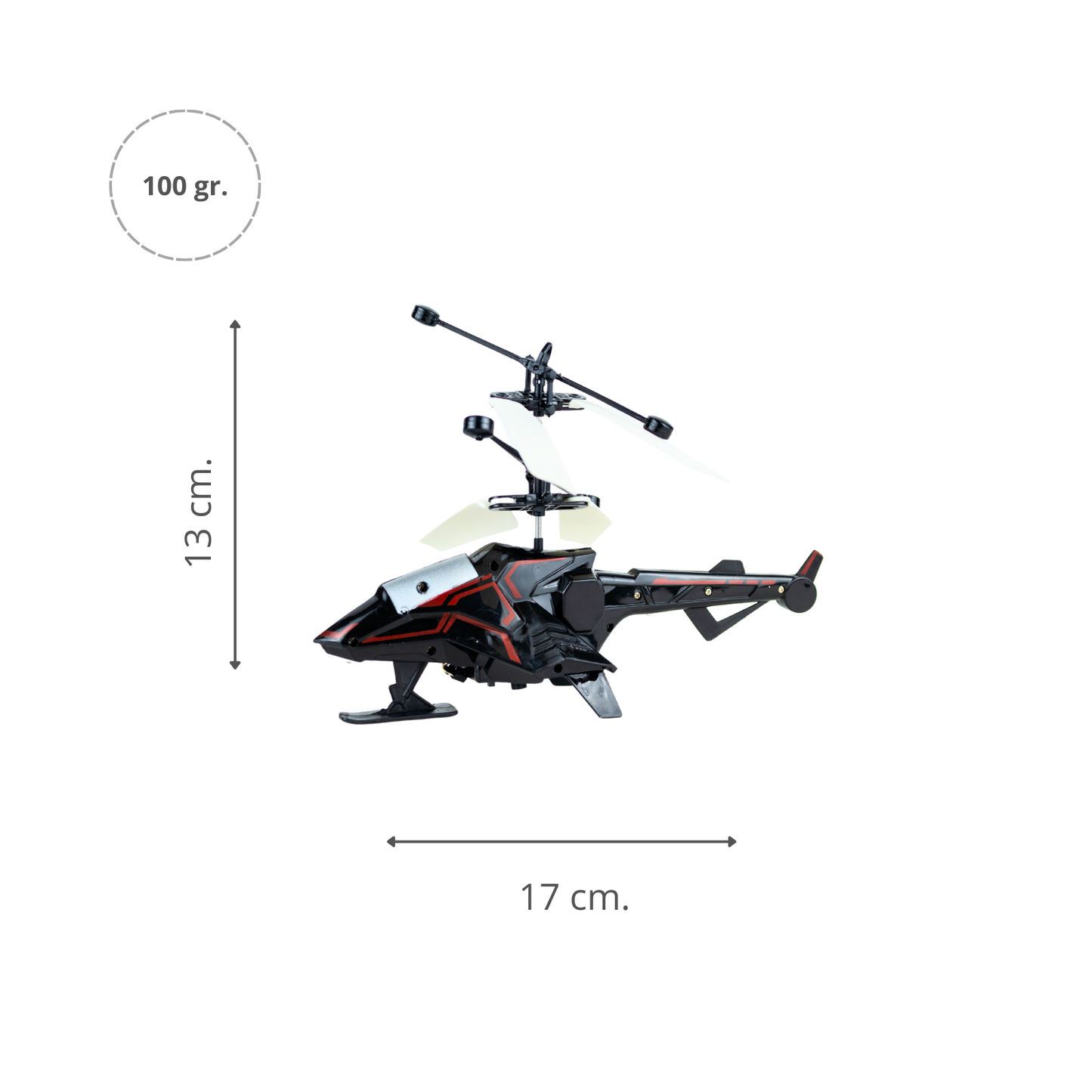 Helicóptero de Juguete Volador por Inducción con Control Remoto Negro Rojo
