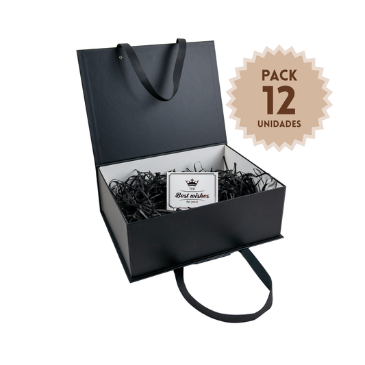 Pack 12 Cajas Para Regalos con Asas Talla L Negro