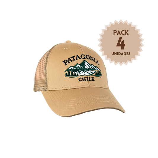 Pack 4 Jockey Trucker Bordado Patagonia Chile Beige