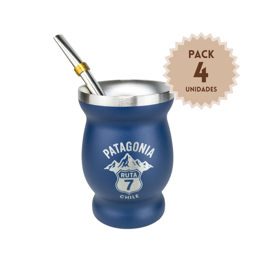 Pack 4 Materos Acero + Bombilla Ruta 7 Patagonia
