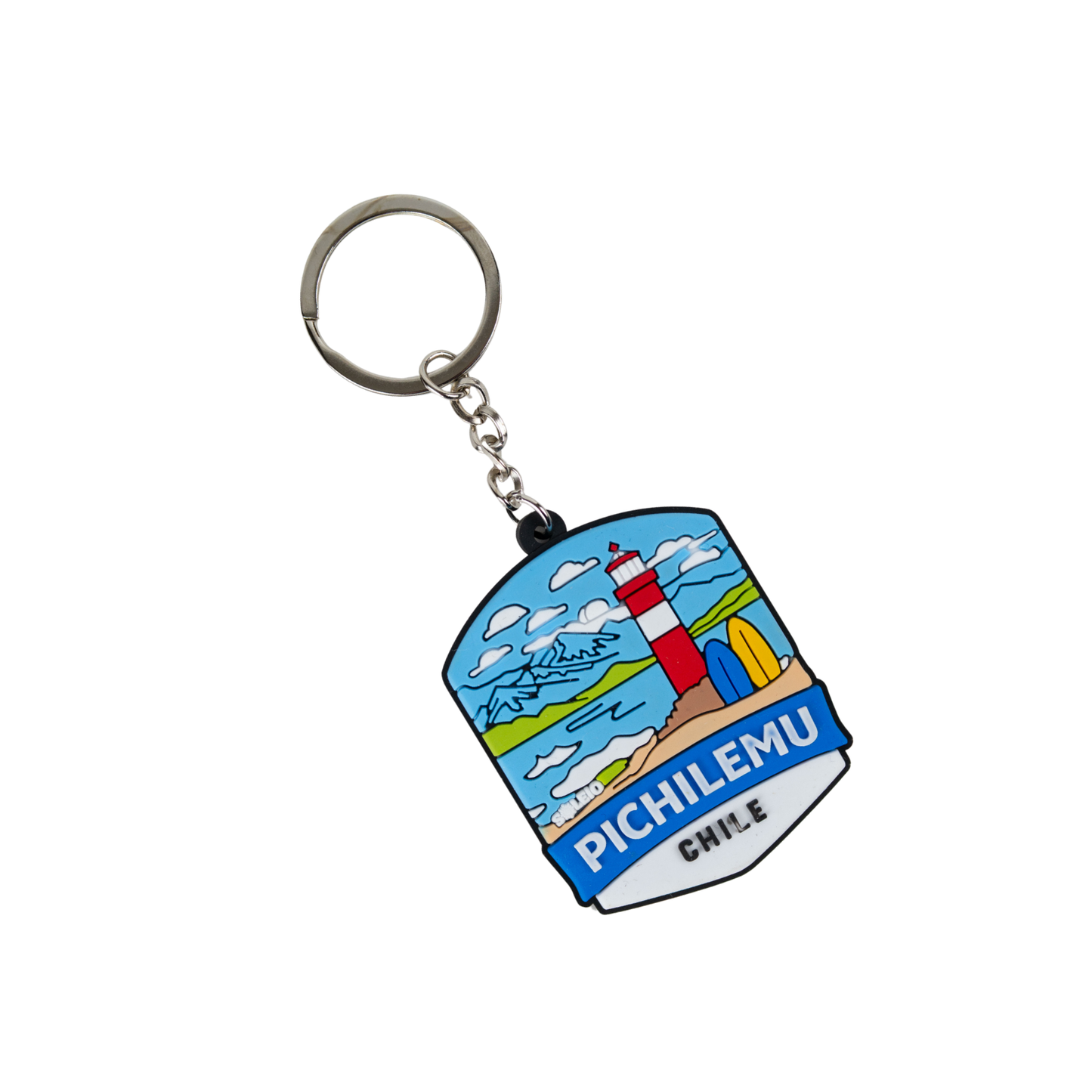 Llavero Souvenir de Chile en Goma Patch Travel Pichilemu