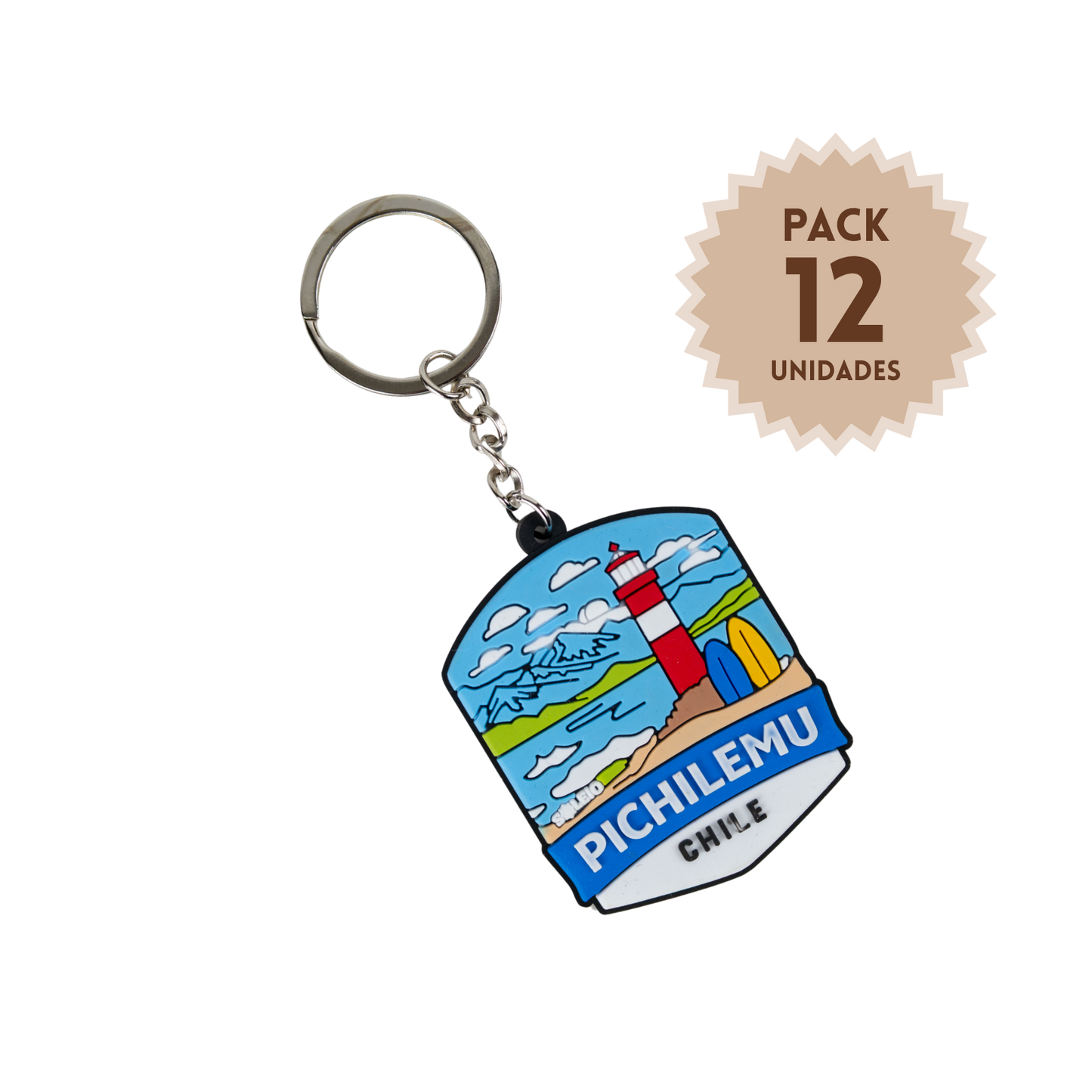 Pack 12 Llaveros De Goma Patch Travel Pichilemu