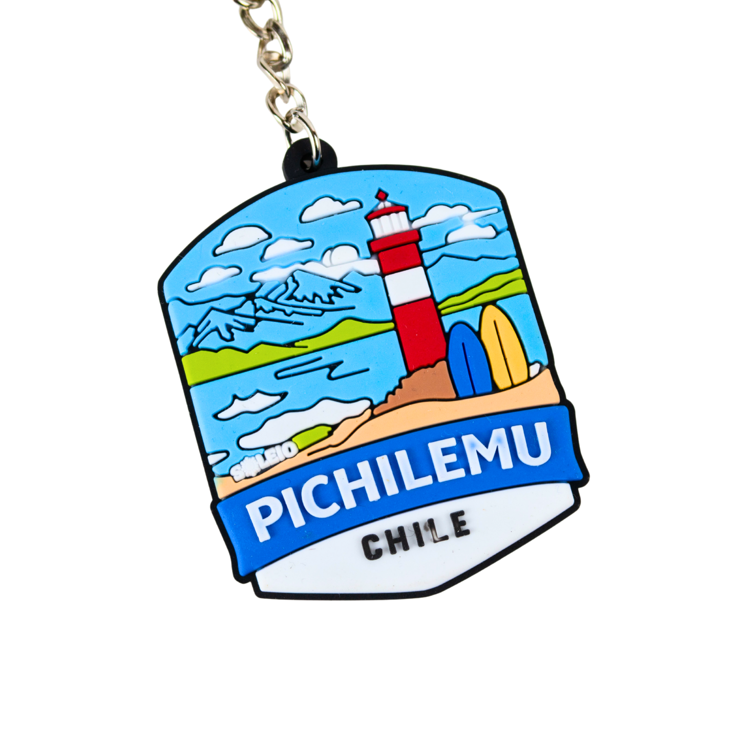 Llavero Souvenir de Chile en Goma Patch Travel Pichilemu