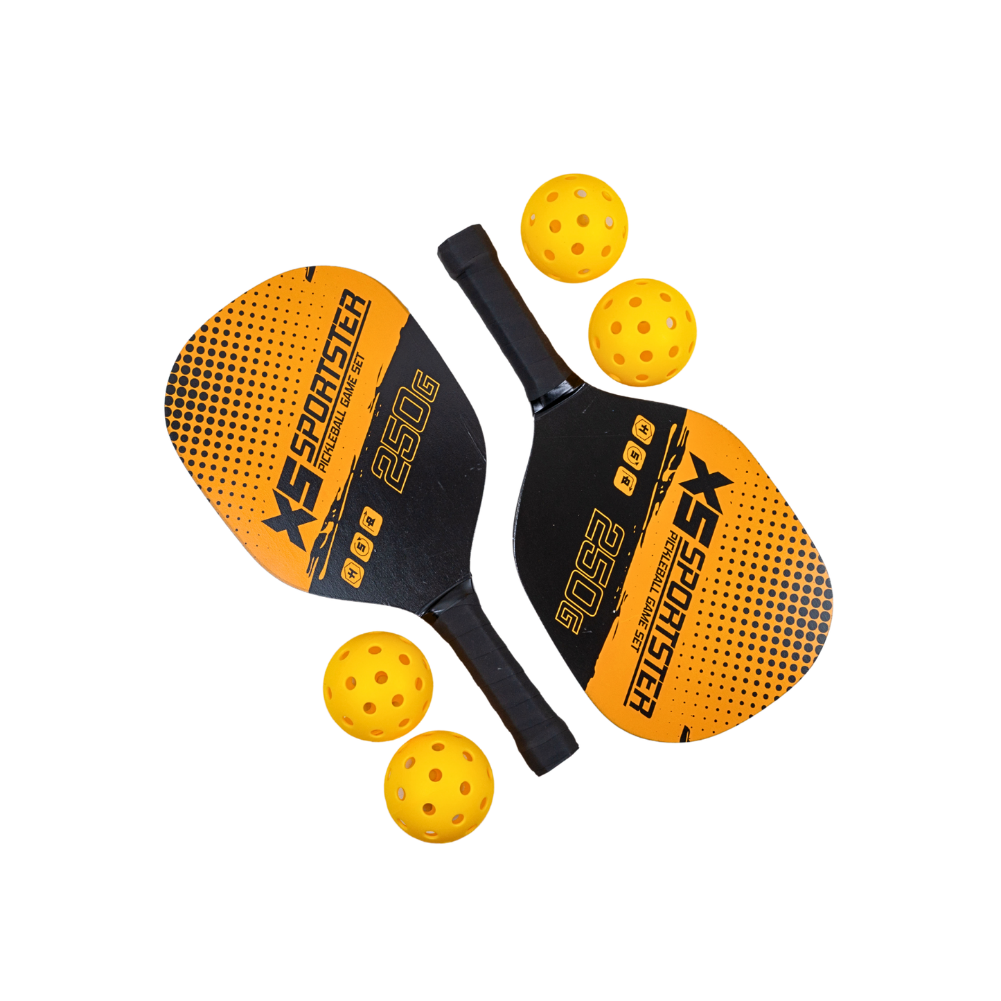 Set de Pickleball Combo 2 Paletas 4 Pelotas Playa Outdoor Amarillo