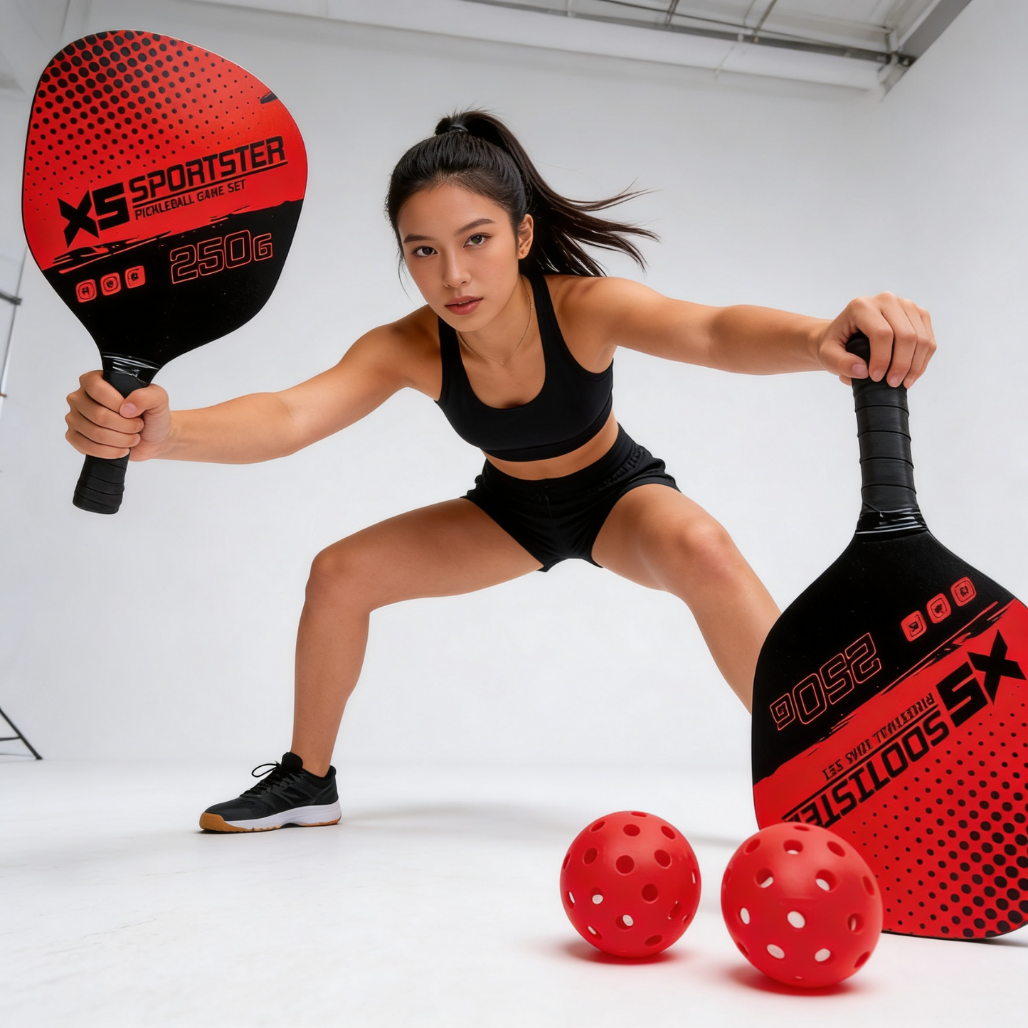 Set de Pickleball Combo 2 Paletas 4 Pelotas Playa Outdoor Rojo