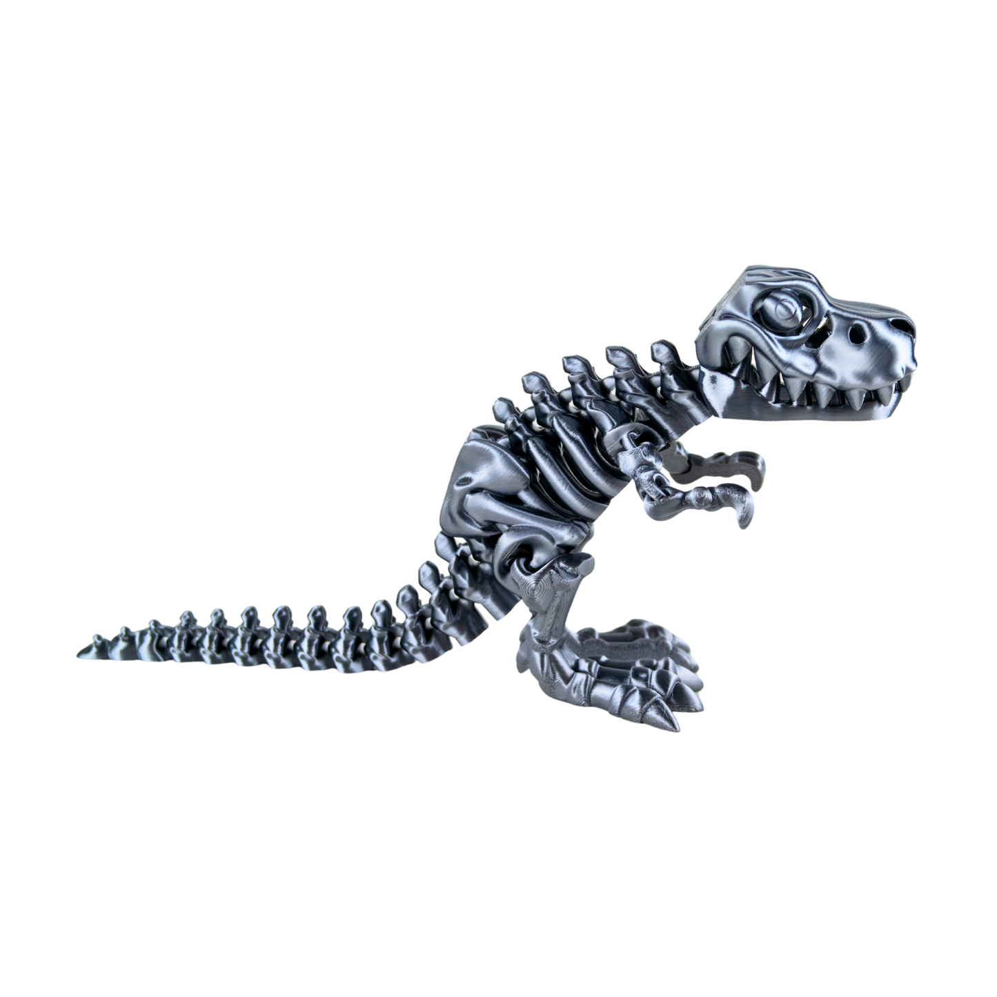 Juguete Dinosaurio T-Rex Tornasol Impresión 3D Plateado