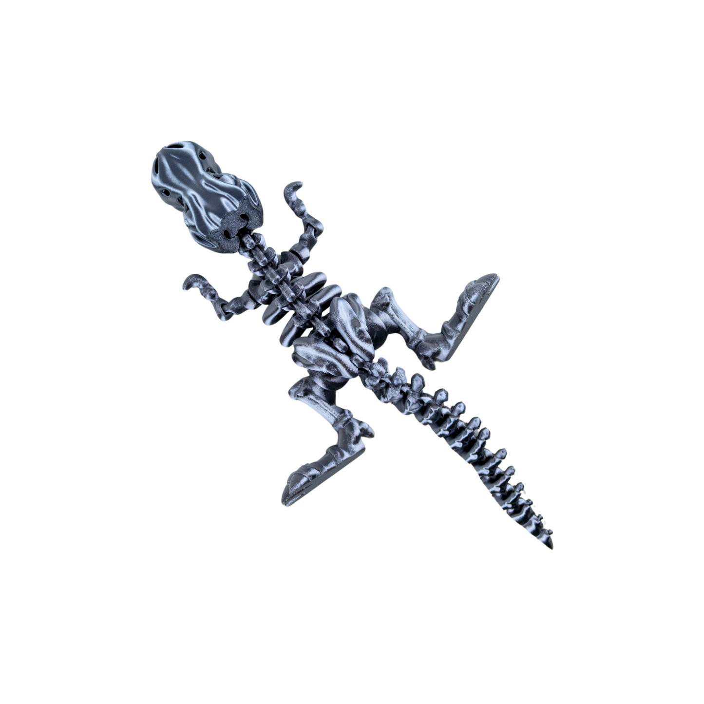 Juguete Dinosaurio T-Rex Tornasol Impresión 3D Plateado