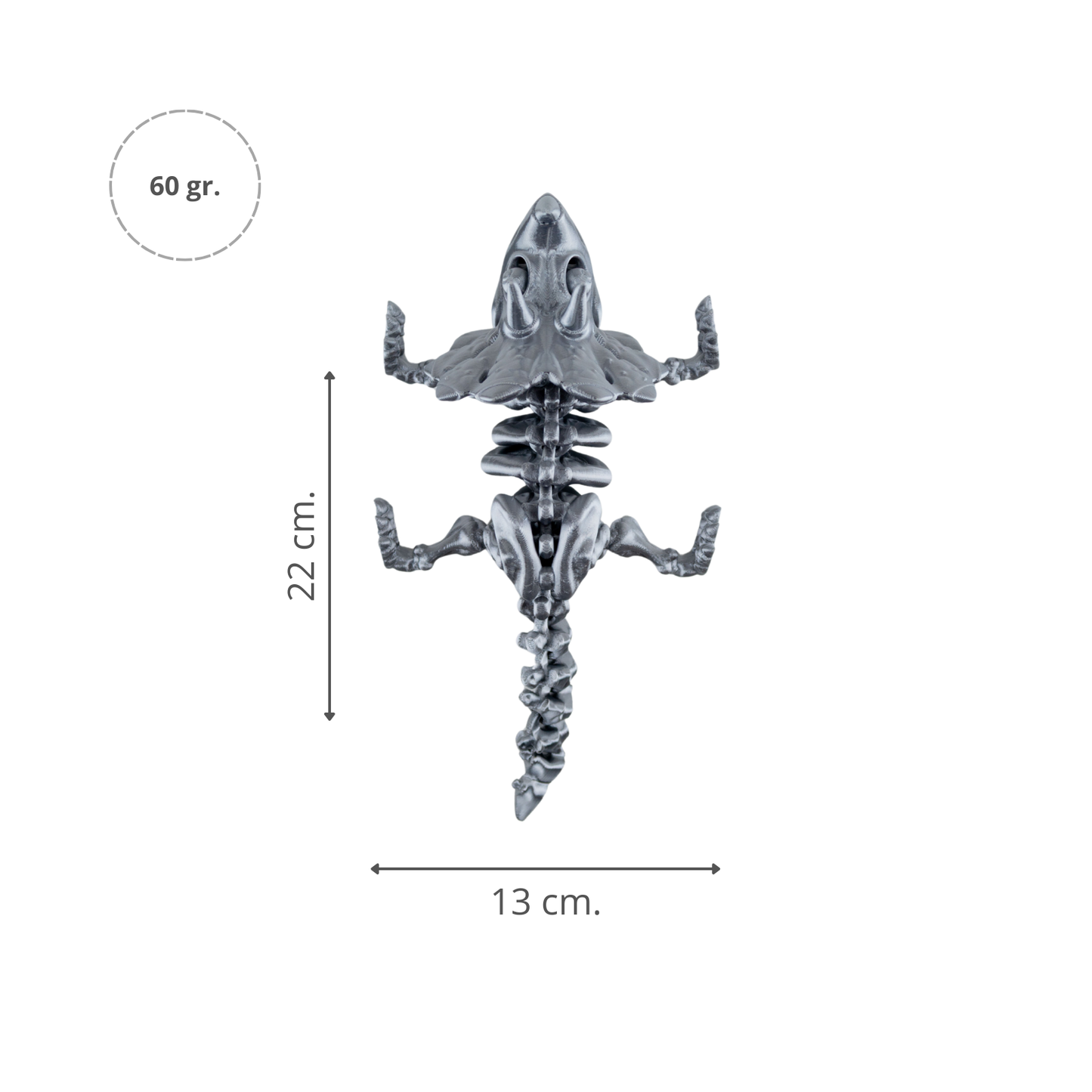 Juguete Dinosaurio Triceratops Tornasol Impresión 3D Plateado