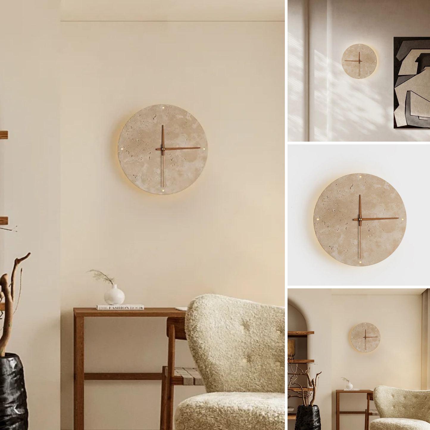 Reloj de Pared LED de Piedra Natural con Estilo Premium