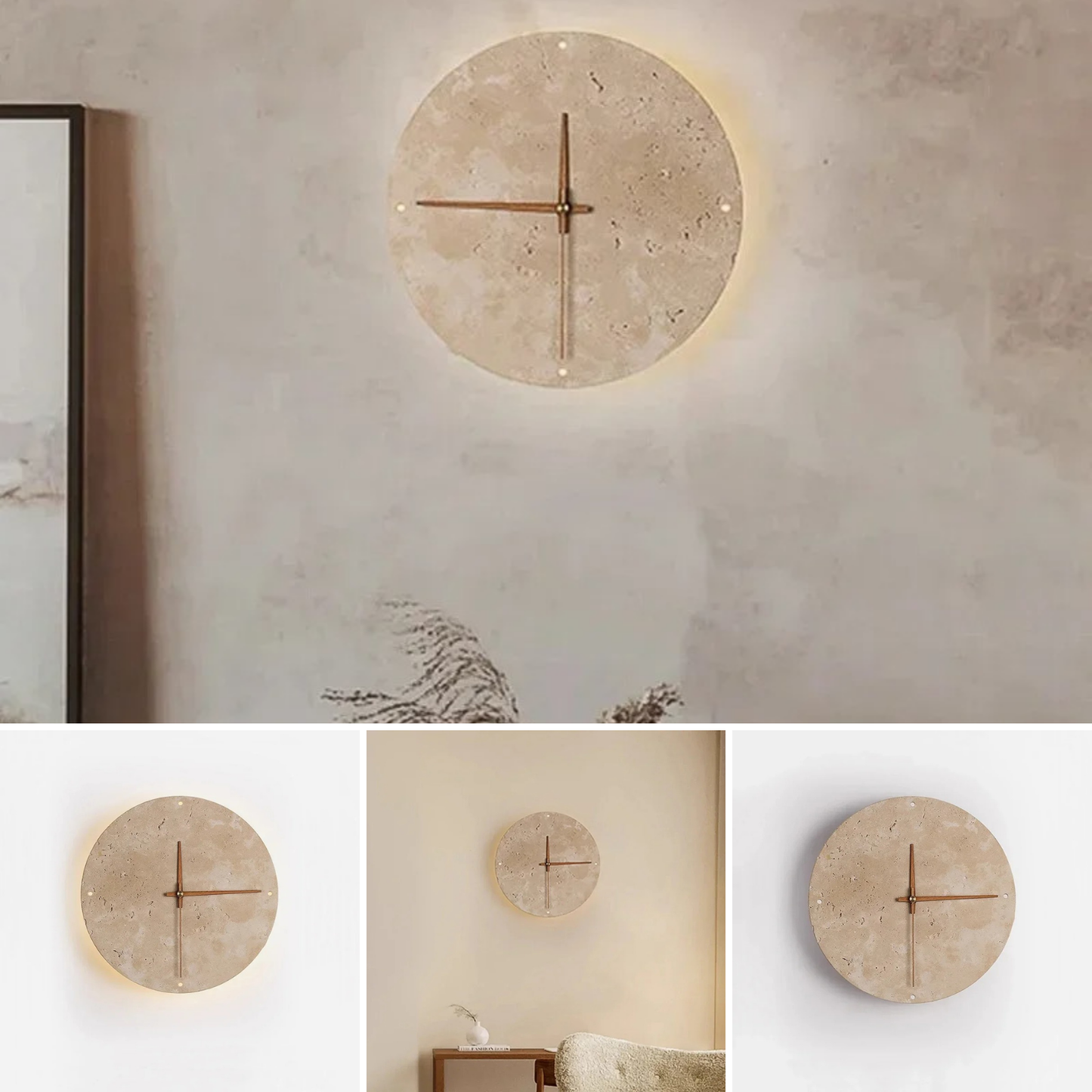 Reloj de Pared LED de Piedra Natural con Estilo Premium