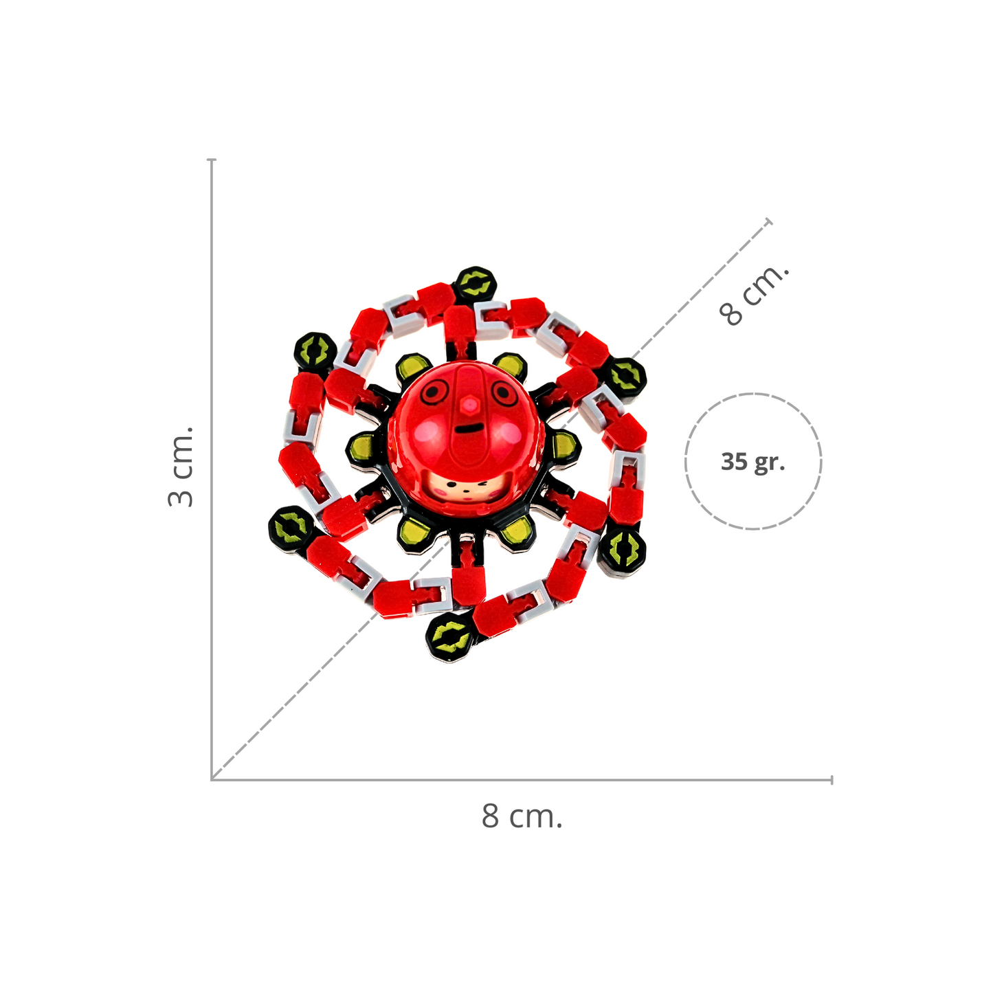 Juguete Fidget Spinner Transformable Antiestrés Rojo