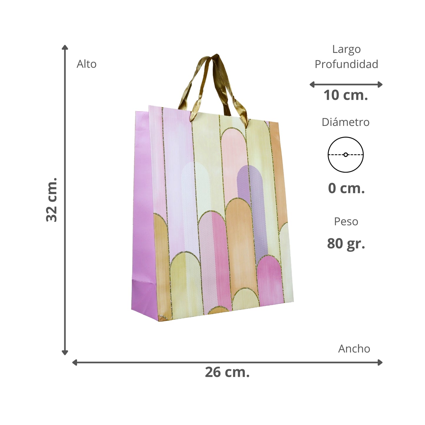 Bolsas De Regalo Diseños Con Brillos 32 X 26 X 10 - Rosa