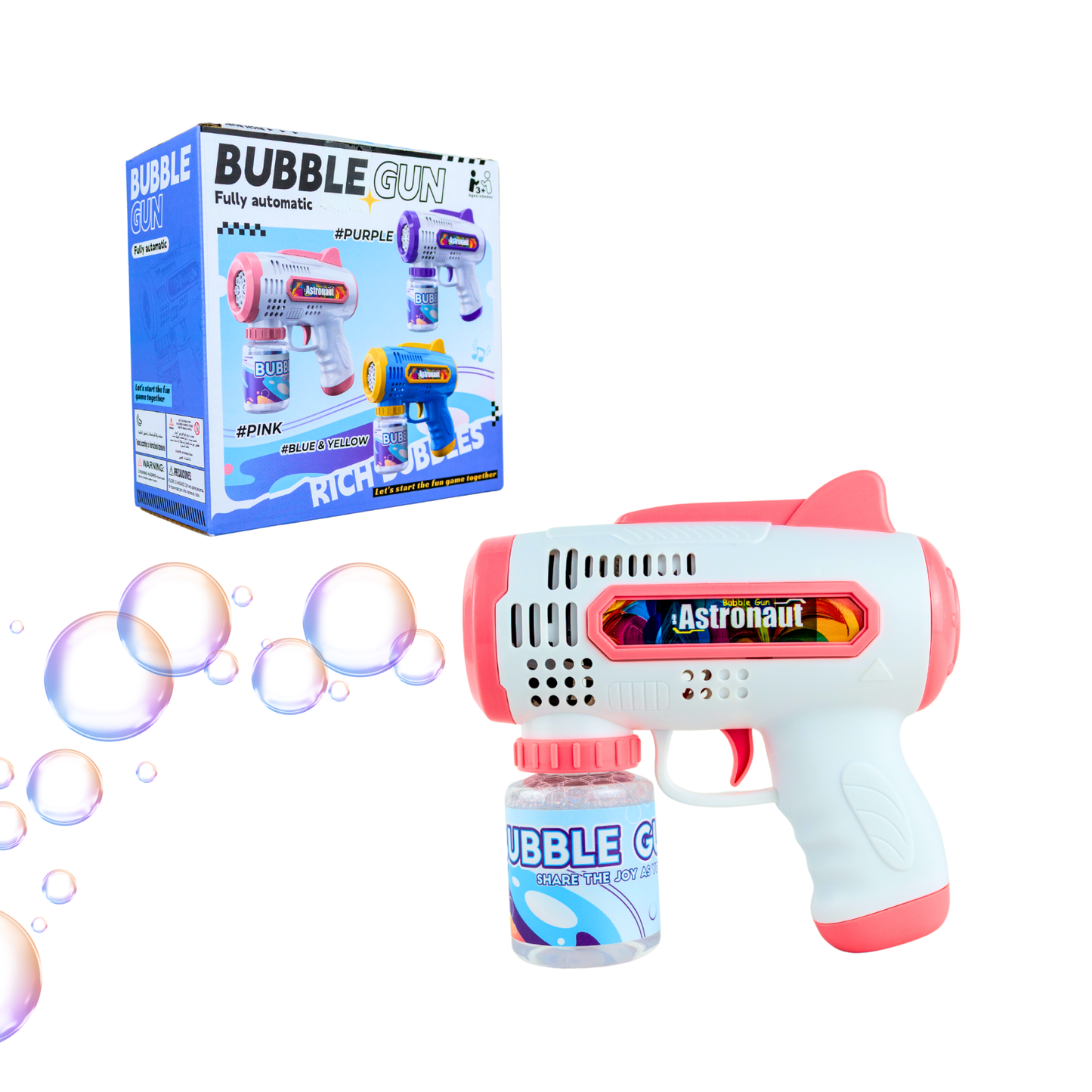 Lanzador de Burbujas Eléctrico con Luces LED Rosada