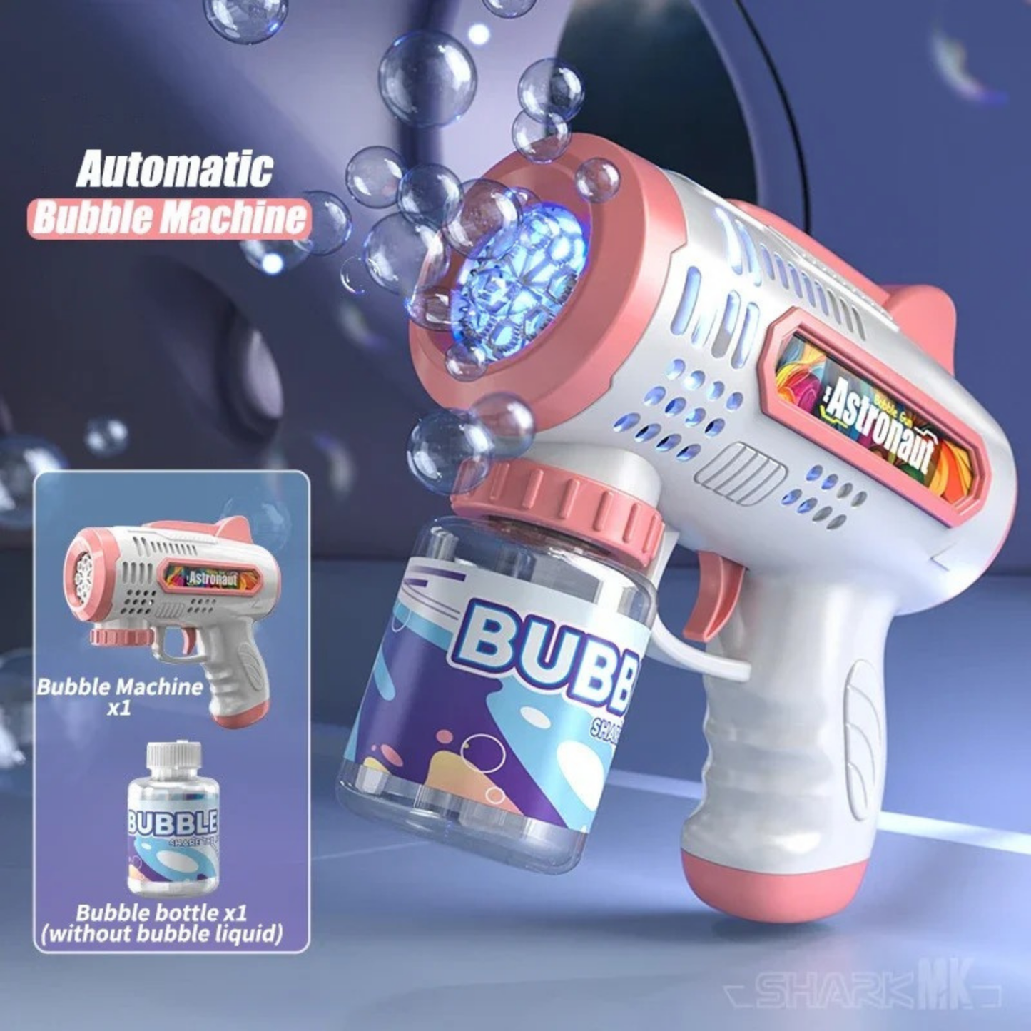 Lanzador de Burbujas Eléctrico con Luces LED Rosada