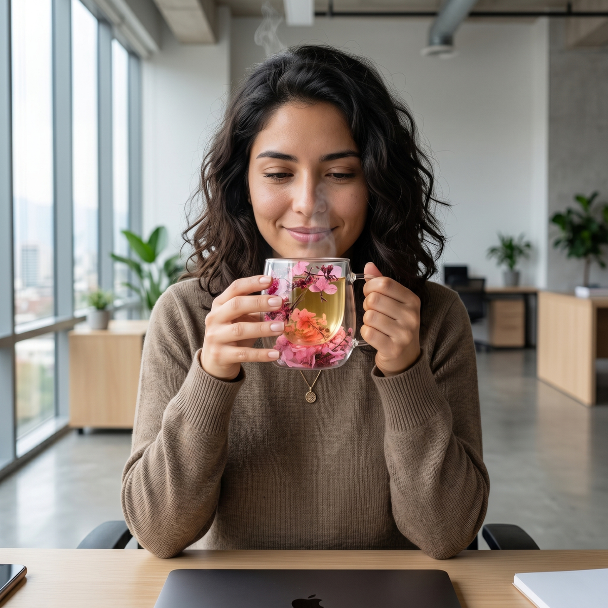 Pack 4 Tazas de Vidrio Flores Eternas Rosado