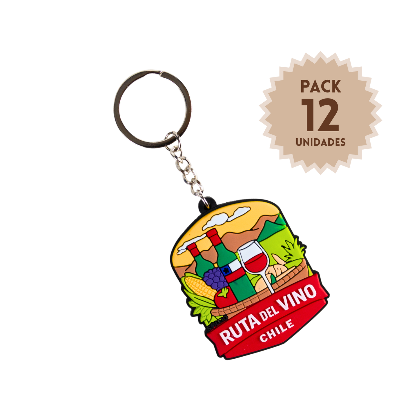 Pack 12 Llaveros De Goma Patch Travel Ruta Del Vino