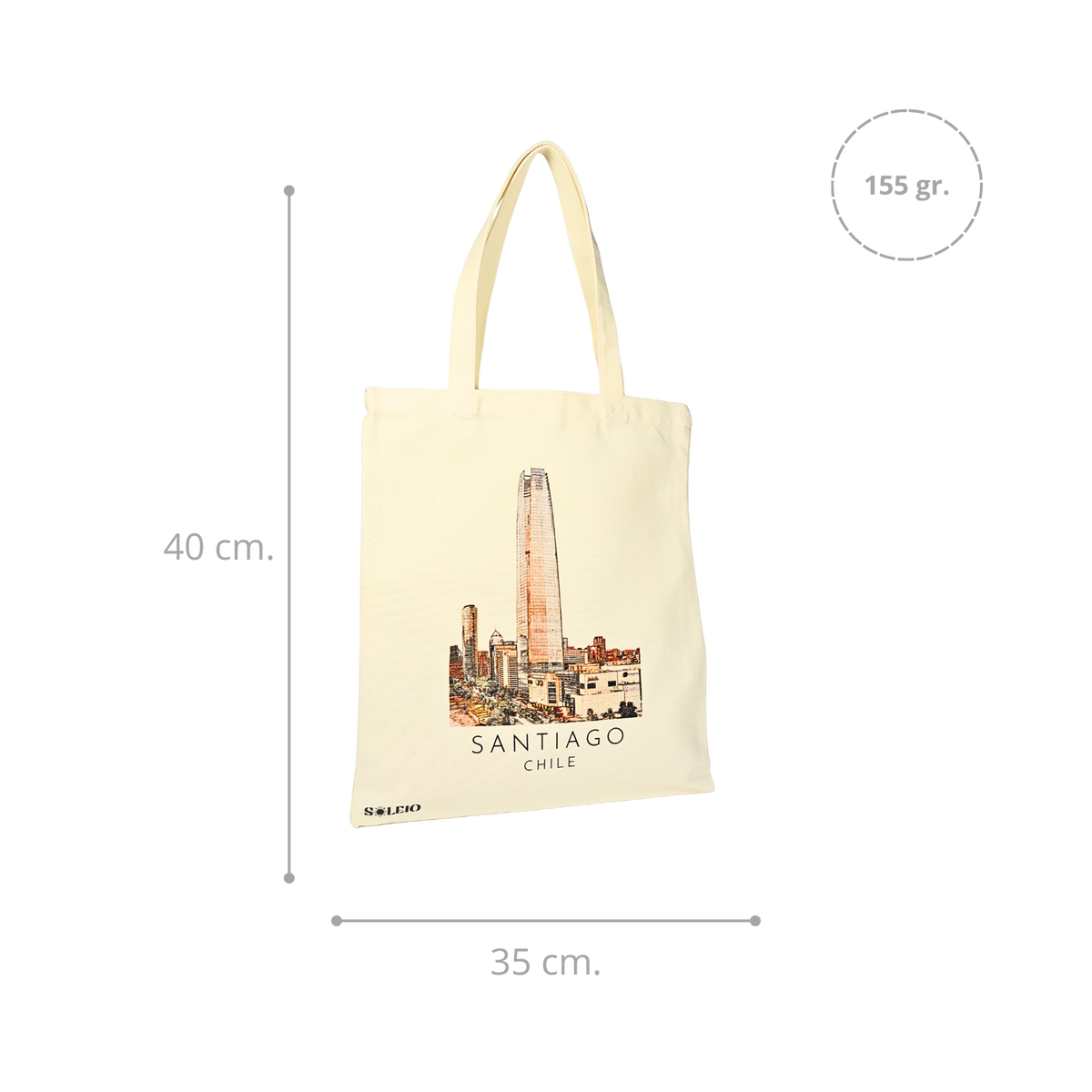 Pack 12 Tote Bag Lona Chile Santiago Acuarela