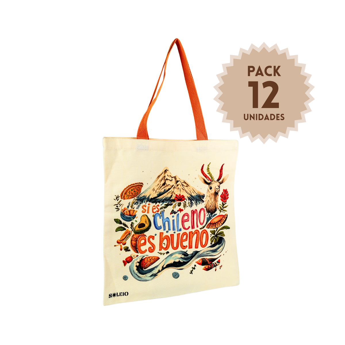 Pack 12 Tote Bag Lona Chile Si Es Chileno Es Bueno