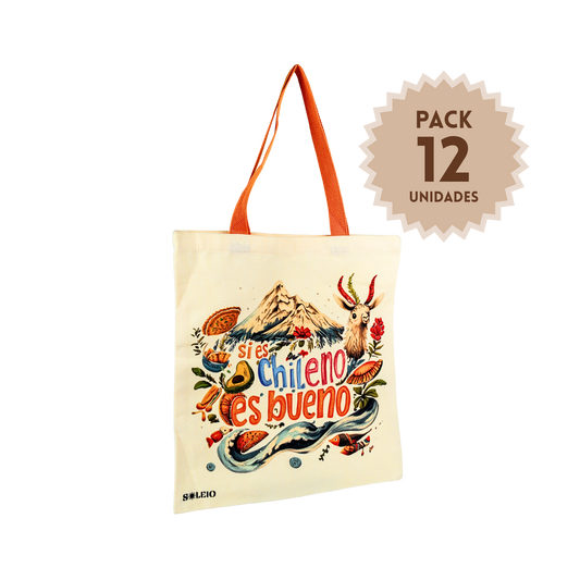 Pack 12 Tote Bag Lona Chile Si Es Chileno Es Bueno