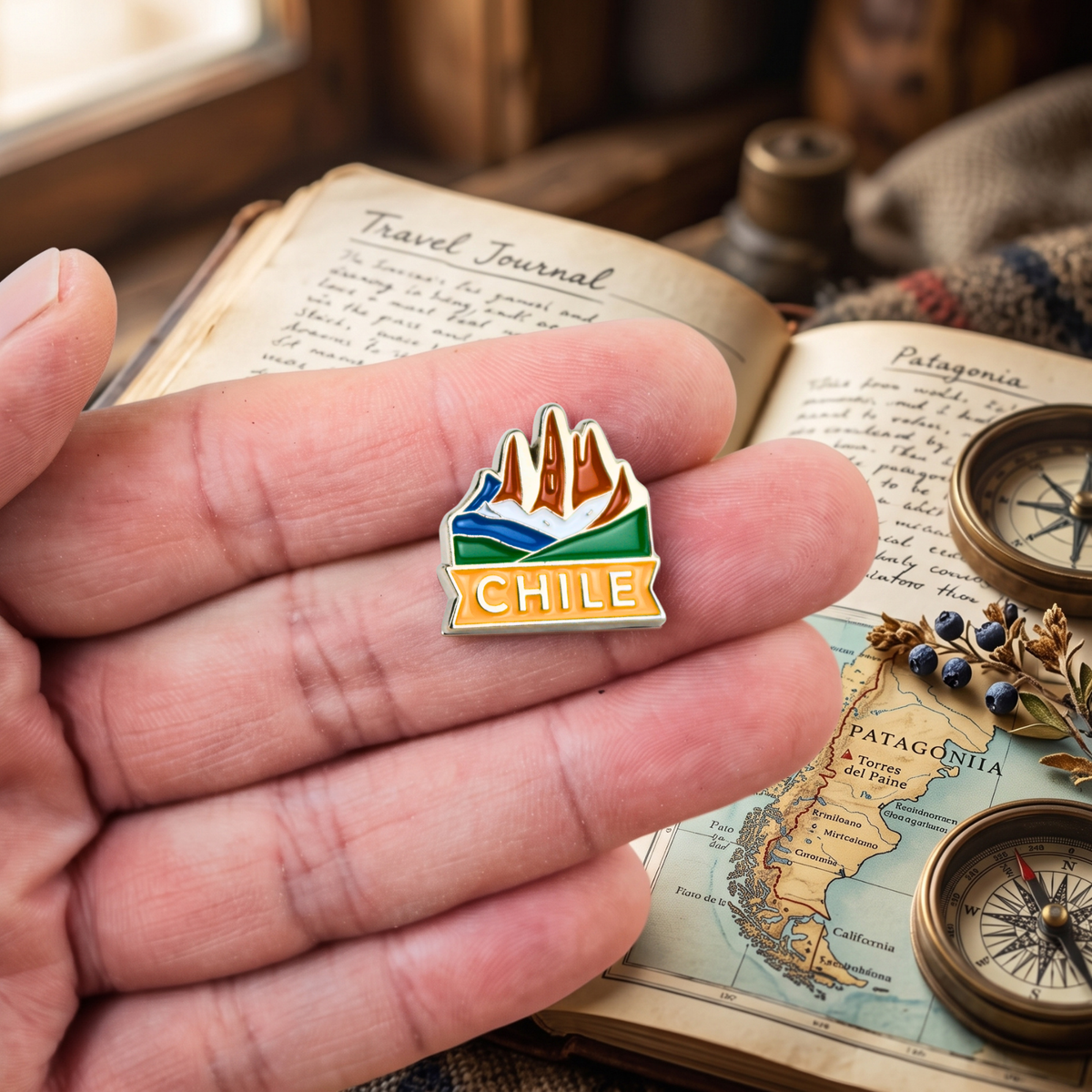 Pack 12 Pines Metal Souvenir Torres Del Paine