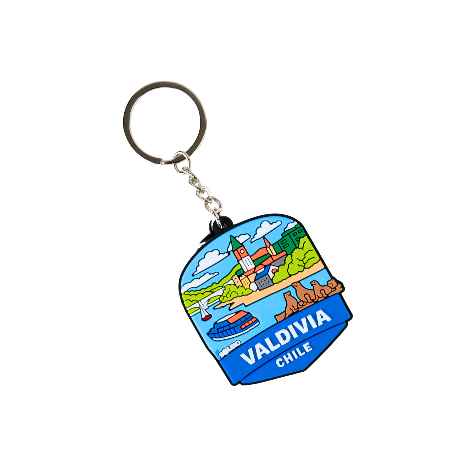 Llavero Souvenir de Chile en Goma Patch Travel Valdivia