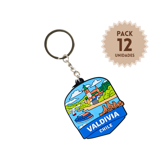 Pack 12 Llaveros De Goma Patch Travel Valdivia