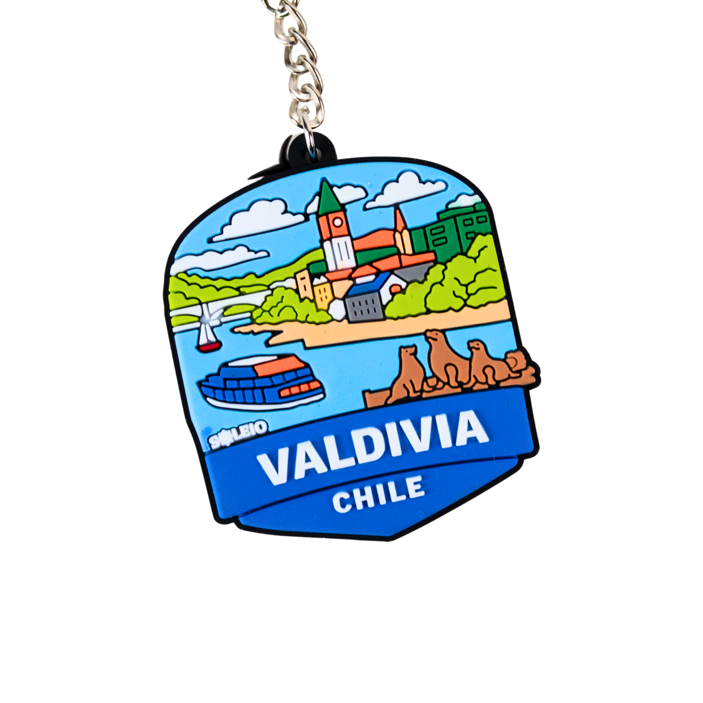 Llavero Souvenir de Chile en Goma Patch Travel Valdivia