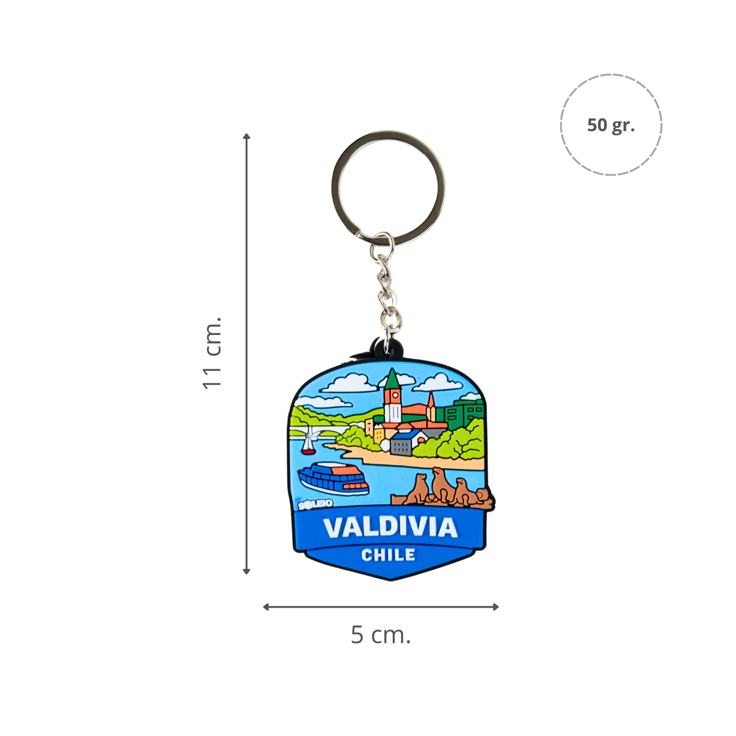 Llavero Souvenir de Chile en Goma Patch Travel Valdivia