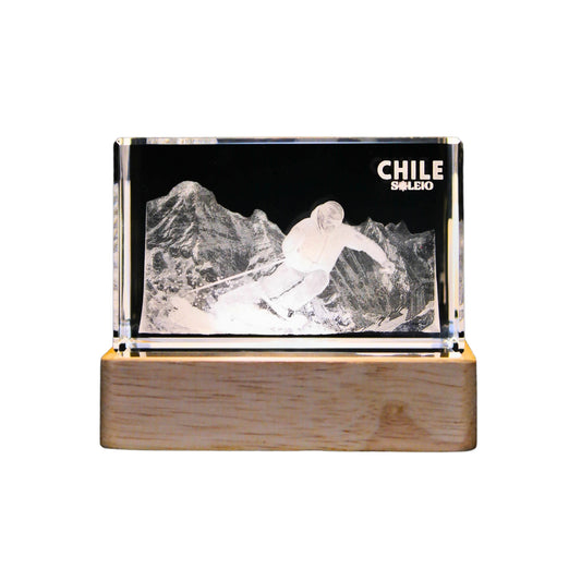 Cristal 3d Decorativo Con Base Led Valle Nevado