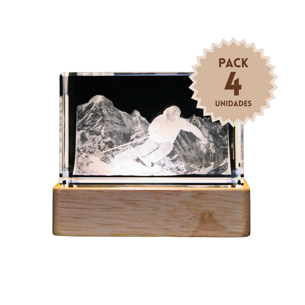 Pack 4 Cristales Grabados 3d Base Led Valle Nevado