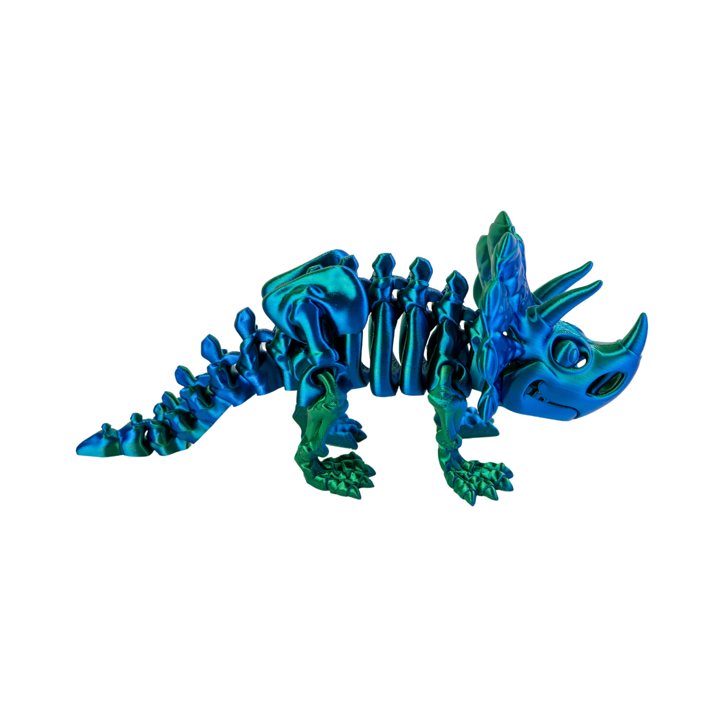 Juguete Dinosaurio Triceratops Tornasol Impresión 3D Verde