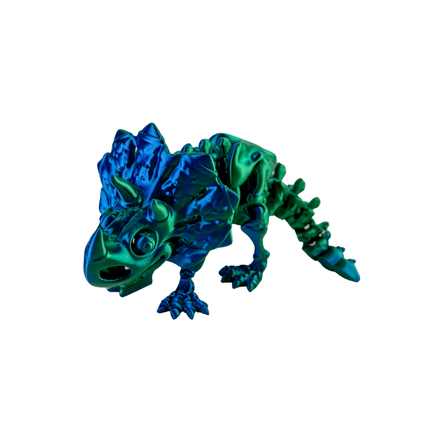 Juguete Dinosaurio Triceratops Tornasol Impresión 3D Verde