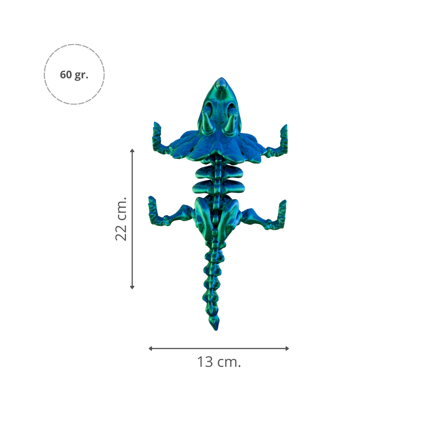 Juguete Dinosaurio Triceratops Tornasol Impresión 3D Verde