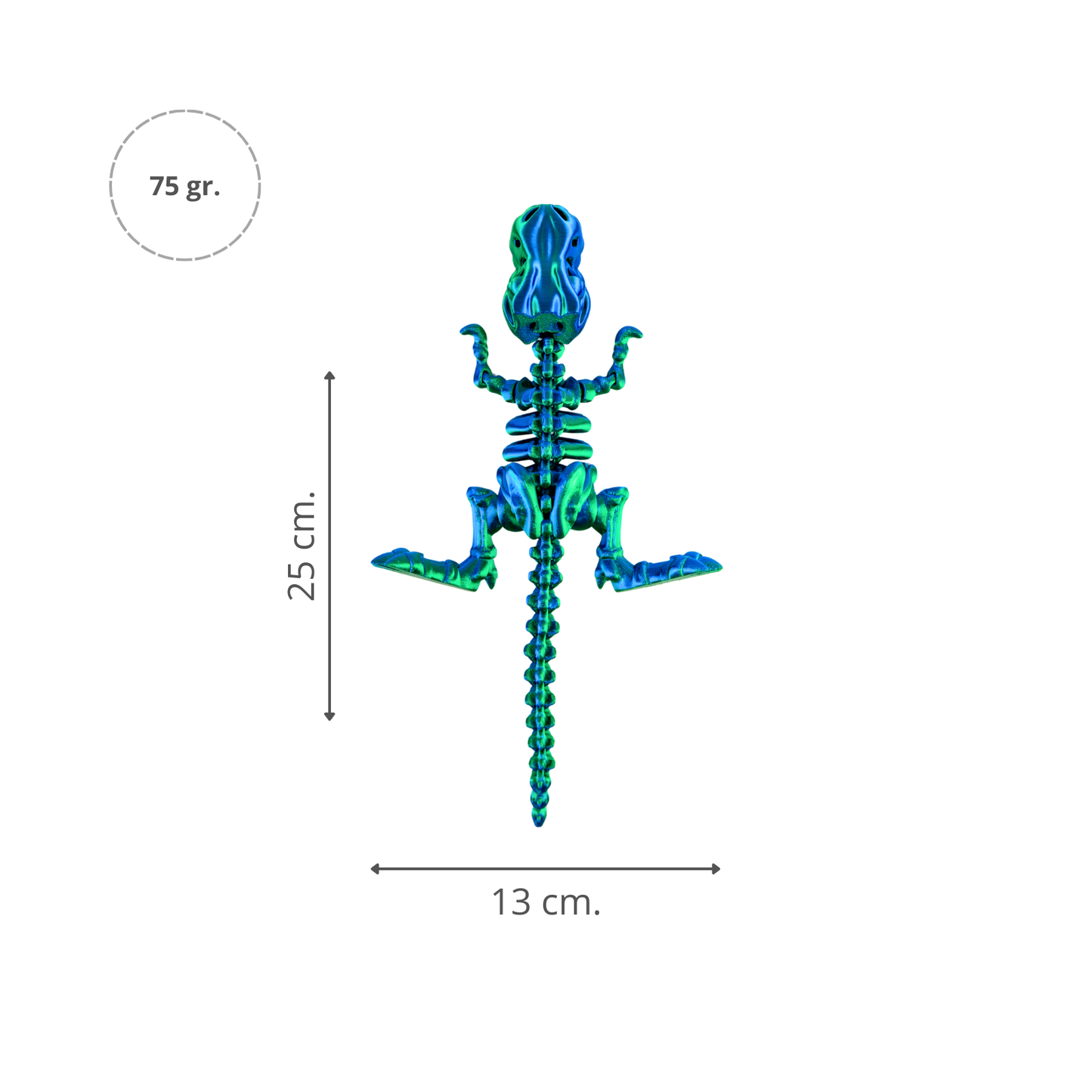 Juguete Dinosaurio T-Rex Tornasol Impresión 3D Verde