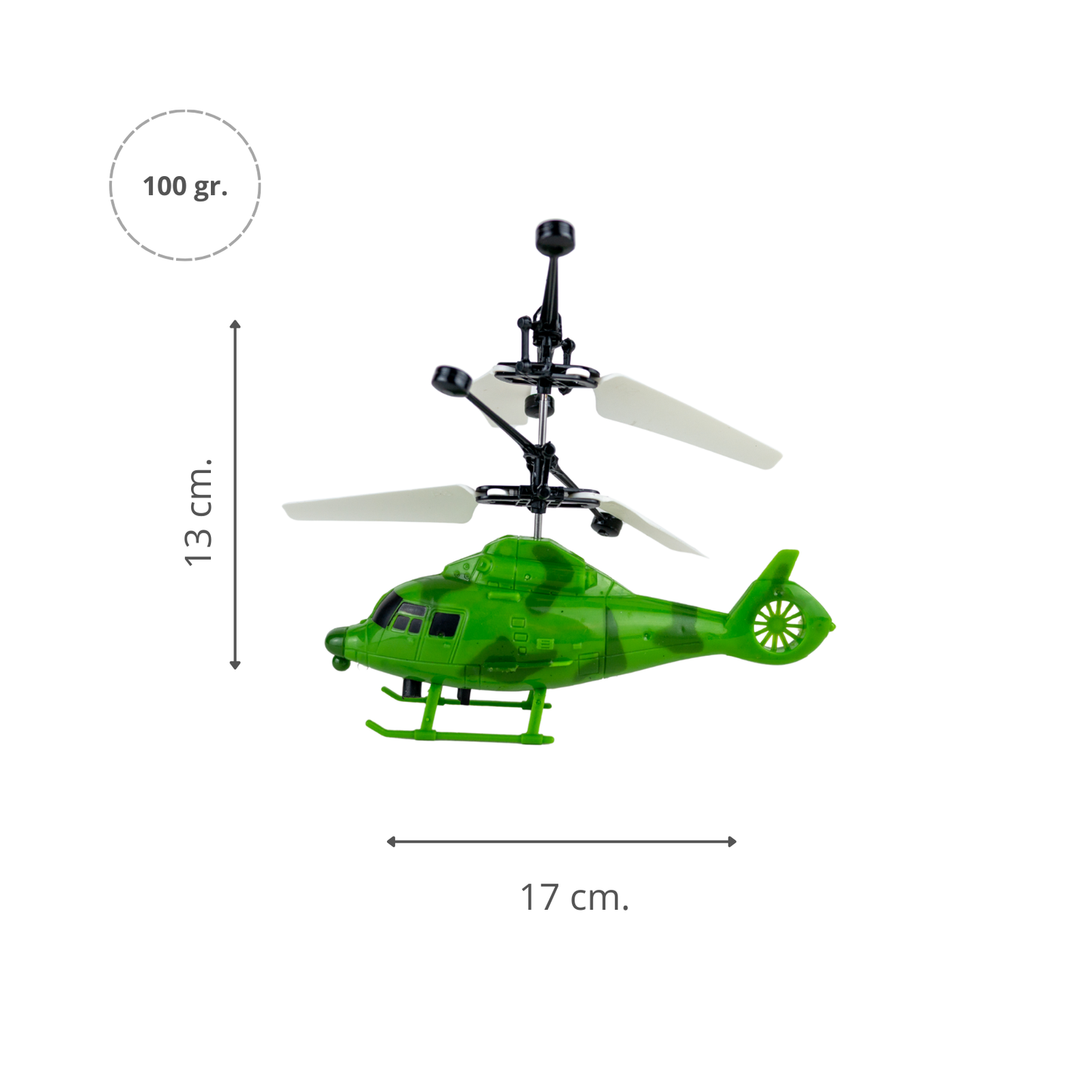 Helicóptero de Juguete Volador por Inducción con Control Remoto Militar