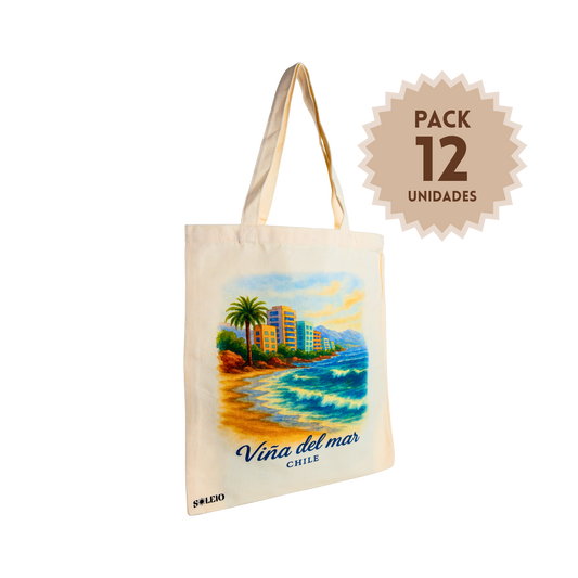 Pack 12 Tote Bag Lona Chile Viña Del Mar