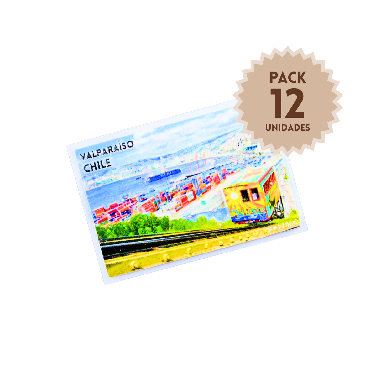 Pack 12 Imanes Resina 3D Chile Valparaiso