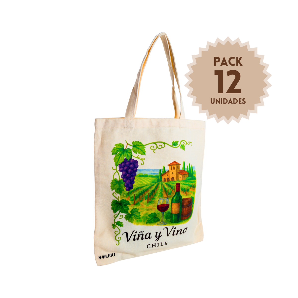 Pack 12 Tote Bag Lona Chile Viña y Vino