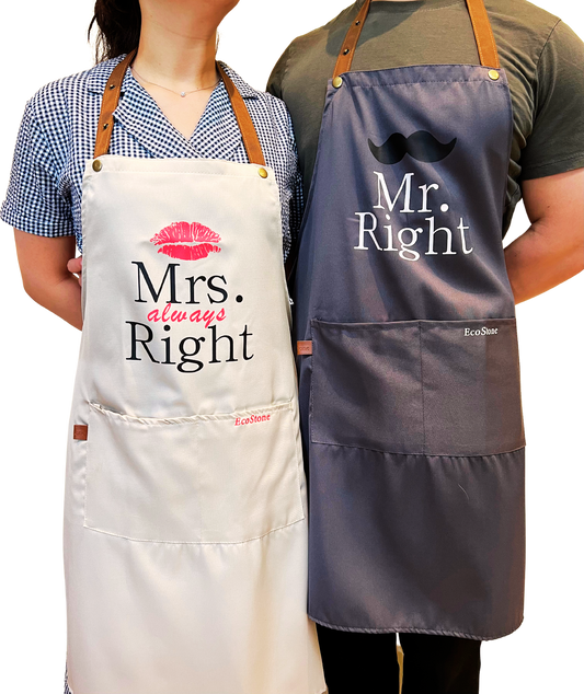Delantales Para Pareja "Mr. Right / Mrs. Always Right"